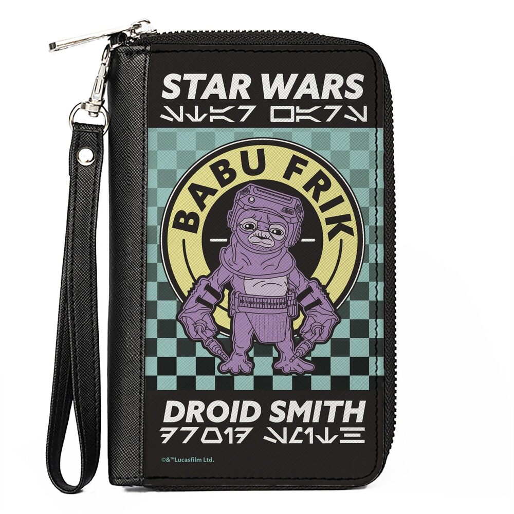 3782 Pu Zip Around Wallet Rectangle-Star Wars Babu Frik, 7.5"X4.5"